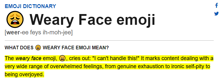 The weary faced emoji used with chains has wide sexual conduction in meaning.