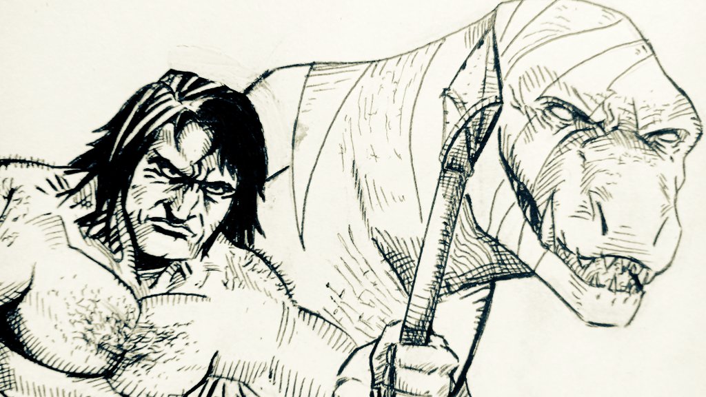 Sneak peek of the #Primal piece for #inktober2020 all it needs is some color a background and its ready for you guys 🤘
#drawing #arte https://t.co/1x15mmcOU9