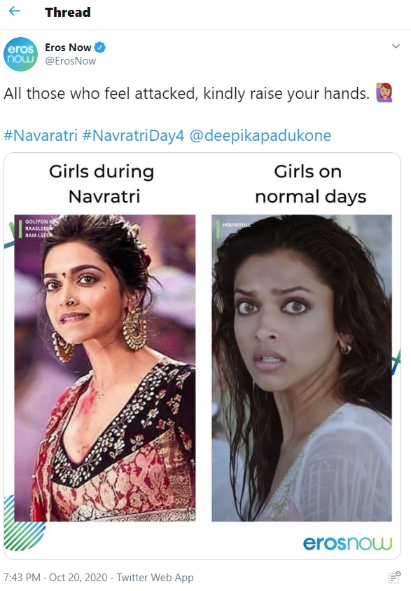 SanatanPrabhat's tweet image. #BoycottErosNow 

Such tweets from #Hinduphobic @ErosNow cannot be withstood at any cost.

Such obnoxious tweets are totally unacceptable in a civilized society, upon that they mock Hinduism &amp;amp; its glorious festivals.

Request @MIB_India to take cognizance.

@RadharamnDas