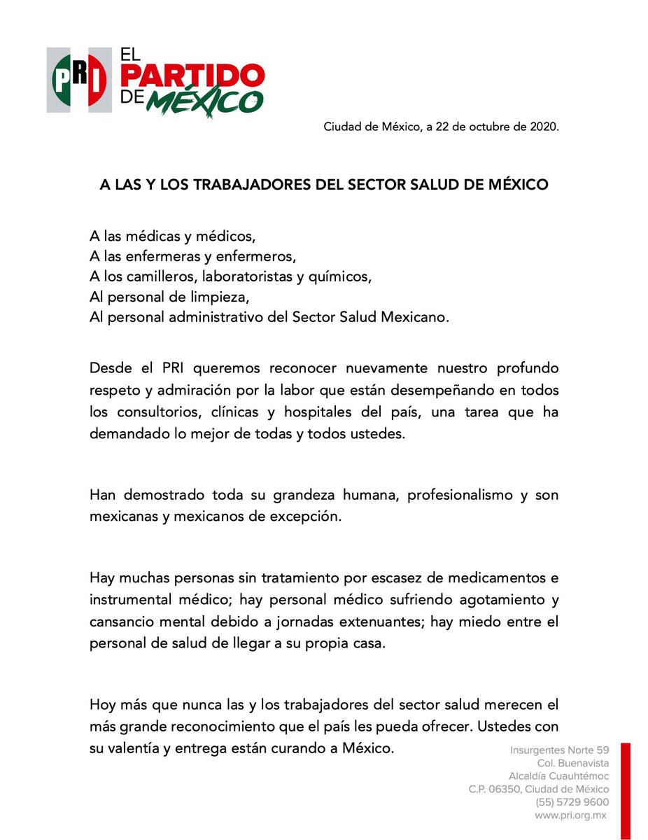 alitomorenoc's tweet photo. A las y los trabajadores del sector salud de México. https://t.co/KZjkt3vnH0