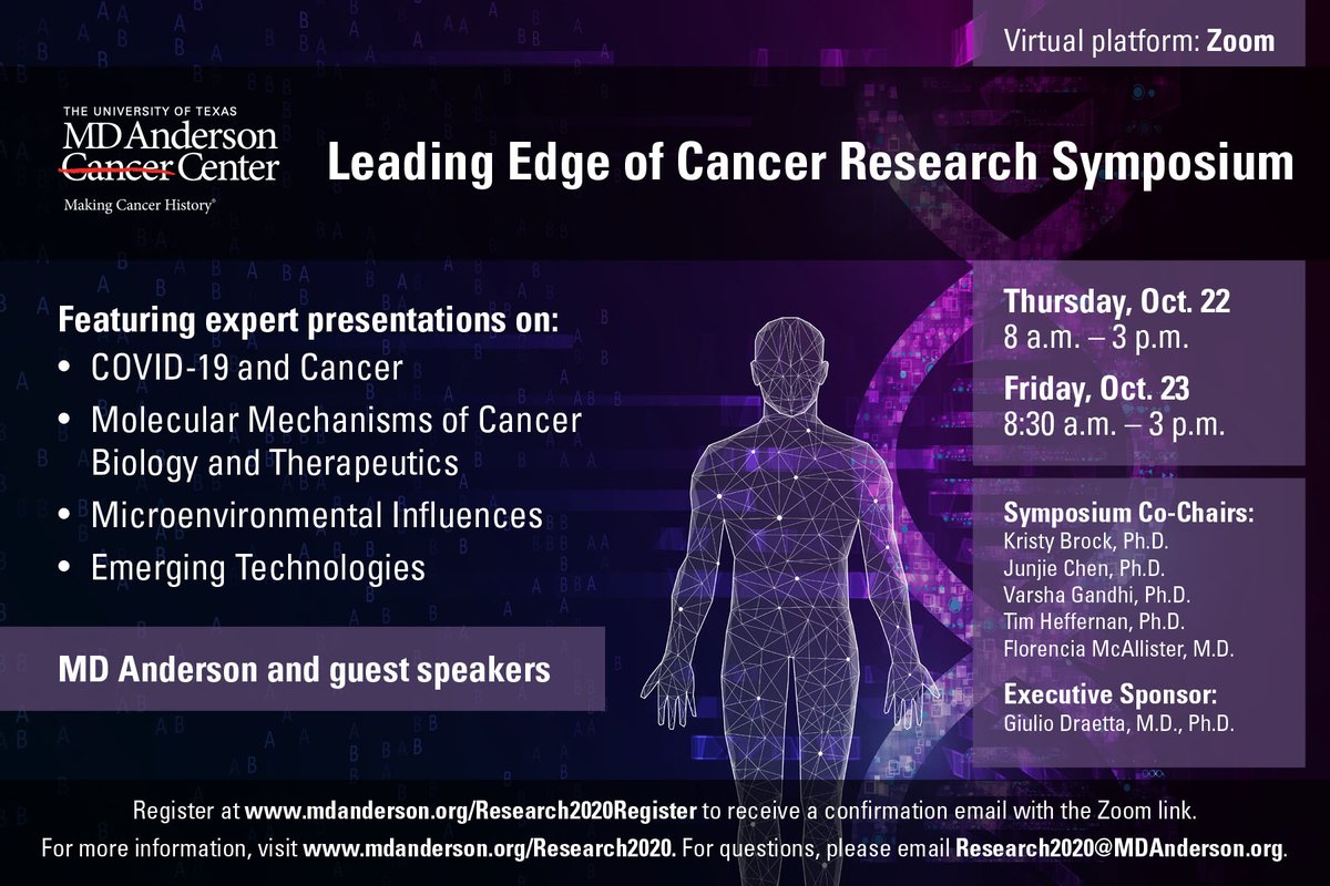 It starts tomorrow! Join us Thursday and Friday as we hear leading experts discuss how their research is helping us #EndCancer! If you can't join us follow me on twitter - I'll try to keep #MedTwitter informed! @alyson_garth @MDAndersonNews https://t.co/pbr4YEGF7z