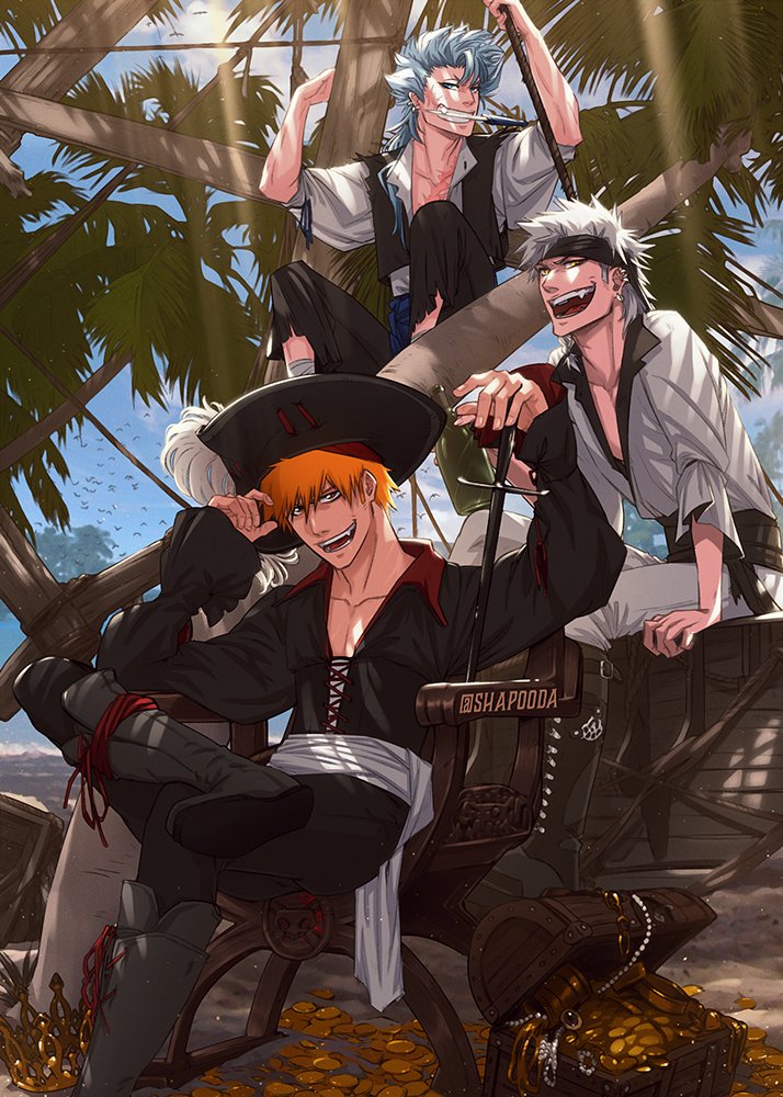 treasure chest multiple boys pirate hat pirate male focus hat orange hair  illustration images