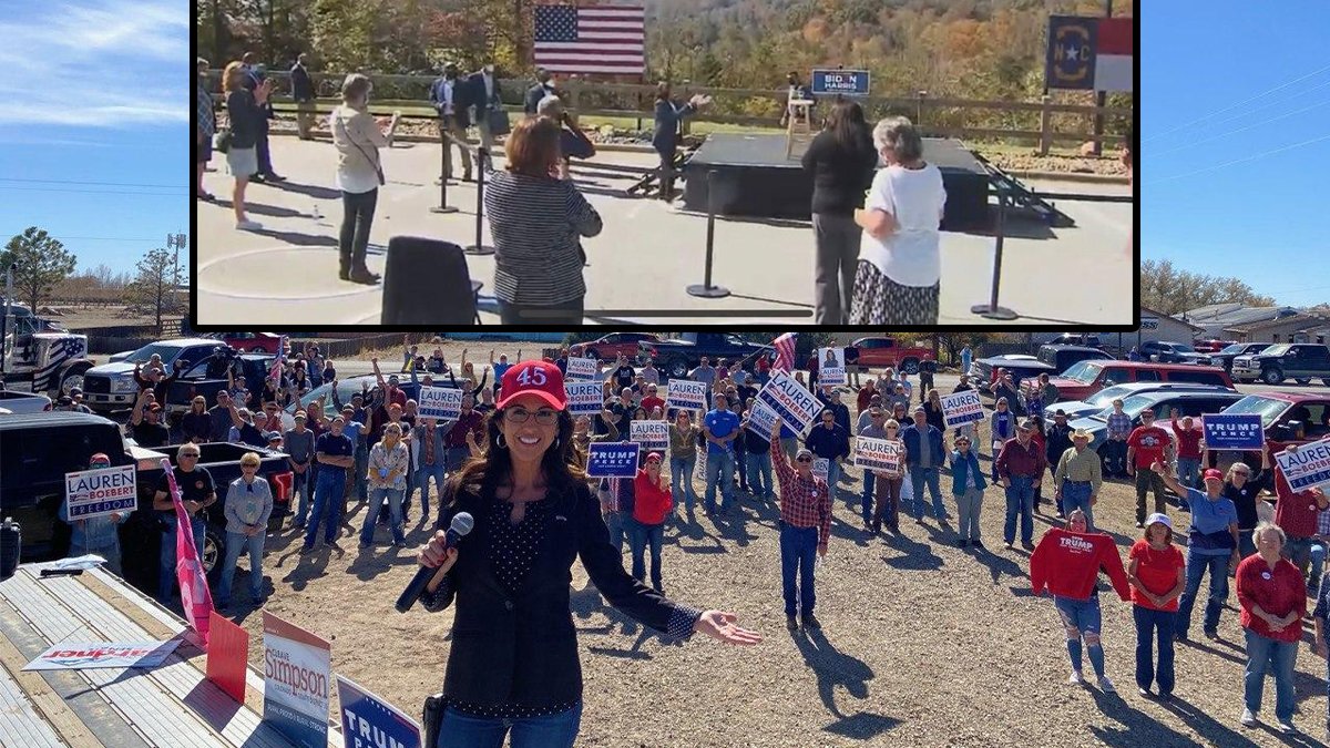 laurenboebert's tweet photo. I had nearly 10x the number of people at my small town rally than "Presidential" candidate, @KamalaHarris https://t.co/zUpeAJ6NMN