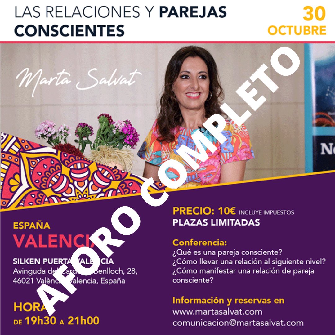 salvat_marta's tweet photo. Aforo completo para el taller de relaciones y parejas conscientes en Valencia.
Gracias como siempre por la acogida!!!
#martasalvat #taller #valencia #aforocompleto #soldout #parejas #relaciones #concientes #coach #coaching #espiritualidad https://t.co/gqWUkaBmjI