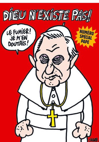  #CharlieHebdo et les caricatures. Quelques réflexions d’un catholique. D’abord, le souvenir que Benoît XVI était une de leur cibles favorites. Certains dessins m’ont bien fait rire. Comme celui-ci. 1/10