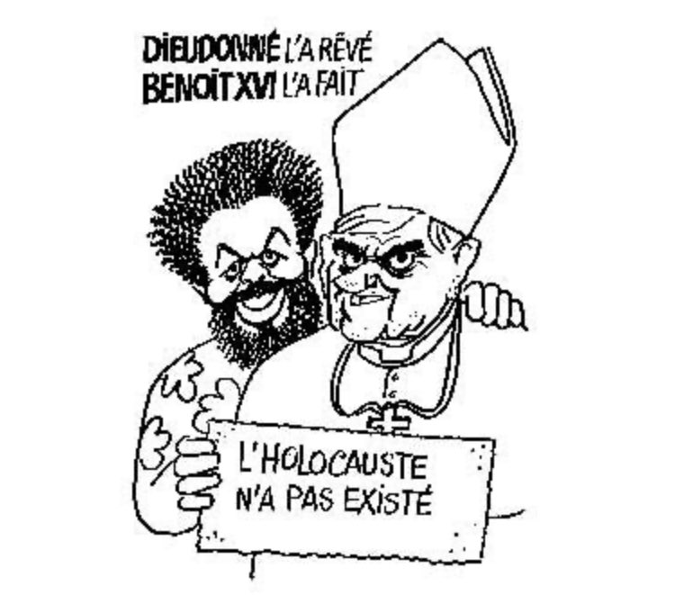 D’autres m’ont choqué. Par exemple ce dessin de Cabu pendant l’affaire Williamson. Sachant que la famille Ratzinger a toujours été anti-nazie, c’est d’une injustice profonde. (3/10).