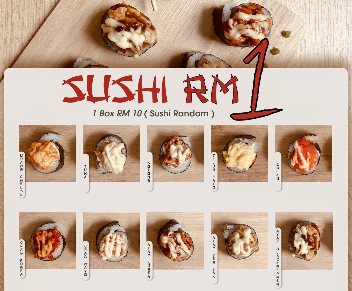 hafidzshihab's tweet photo. Hai Guys, Aku dah seminggu jual Sushi dekat AU5 dpn Sk Lembah Keramat . Tak Mahal pun Rm1 je . Setiap hari Jumaat , aku ada 50pcs sushi untuk disedekahkan bg yg lapar dan takde duit . Minta tlg RT agar tweet ni sampai pada org2 sush yg teringin mkn sushi ! Thanks ❤️ https://t.co/JWOe7RgGDZ