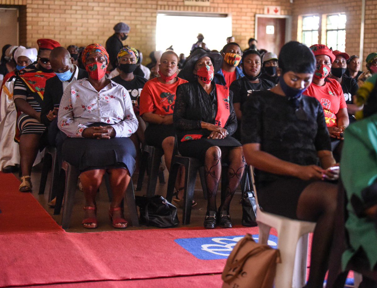 EFFSouthAfrica's tweet photo. Fighters have come to stand with the Ndlozi family at the send-off service of #DuduzileDlamini who was murdered by her boyfriend.
If we truly believe that human rights are women's rights then the human dignity of women cannot continue to be violated, and we remain silent. https://t.co/VFaPPLMjNR