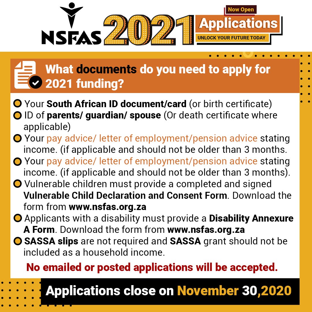 The #NSFAS2021 required documents are:

#ThursdayMotivation