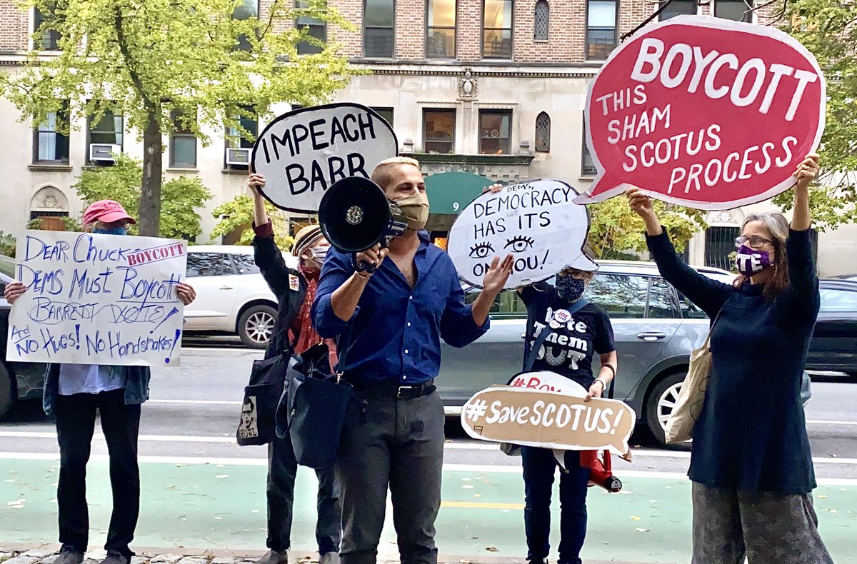 Samynemir's tweet photo. We need to #SaveScotus for the rights of our communities and Dems to #BoycottBarrett tomorrow at the Senate vote and all the way. 

Thanks @bkindivisible @housingworks @nychange @CPDAction @commoncauseny for organizing and keep the foot to pedal. The organizing is working ✊🏾 https://t.co/19Ahznr0Mx