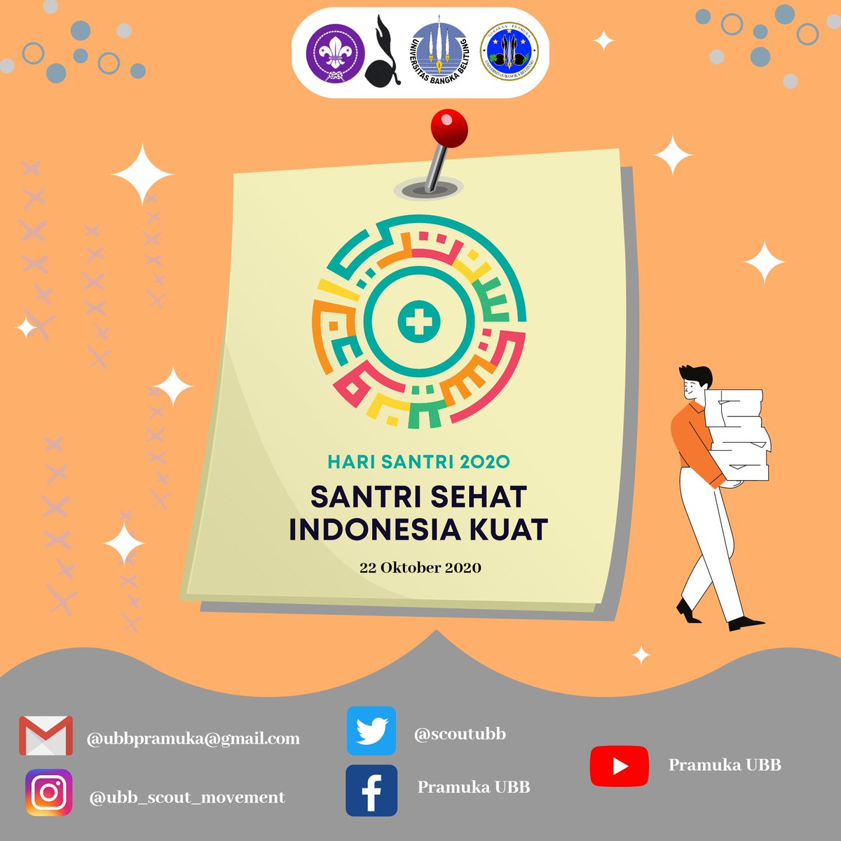 SATYAKU KU DHARMAKAN, DHARMAKU KU BHAKTIKAN
SALAM PRAMUKA⚜️
HALLO KAKAK👋🏻
[UBB SCOUT MOVEMENT]
-HARI SANTRI NASIONAL-
22 Oktober 2020
#ubbscoutmovement
#gerakanpramukaubb
#pramukabangka
#pramukababel