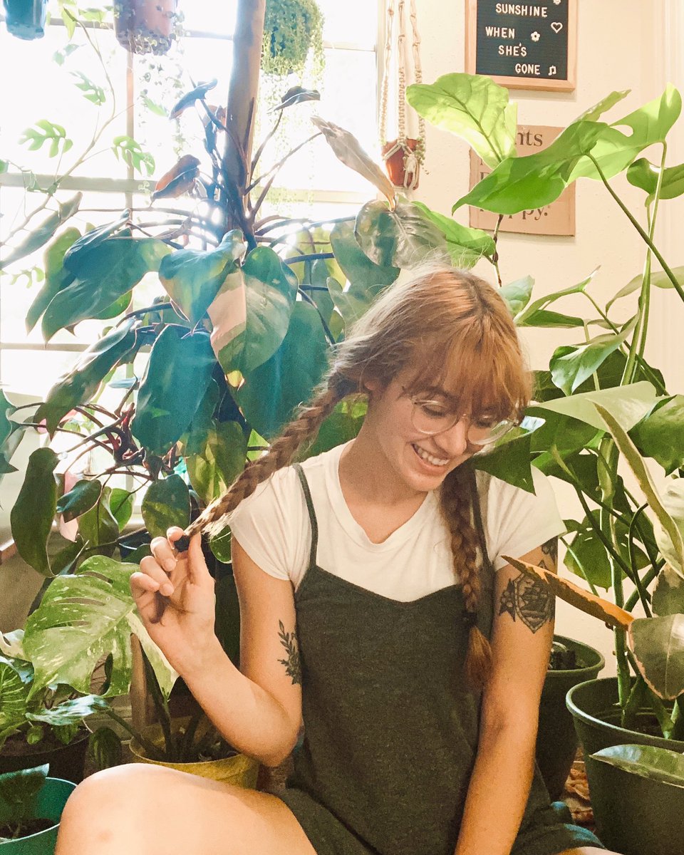 Braiding my hair is the only way I can keep it from tangling into a bird nest. Maybe bird nest hair helps me fit the script of a crazy plant lady ~ what do you think? 🧝🏽‍♀️🌿🖤