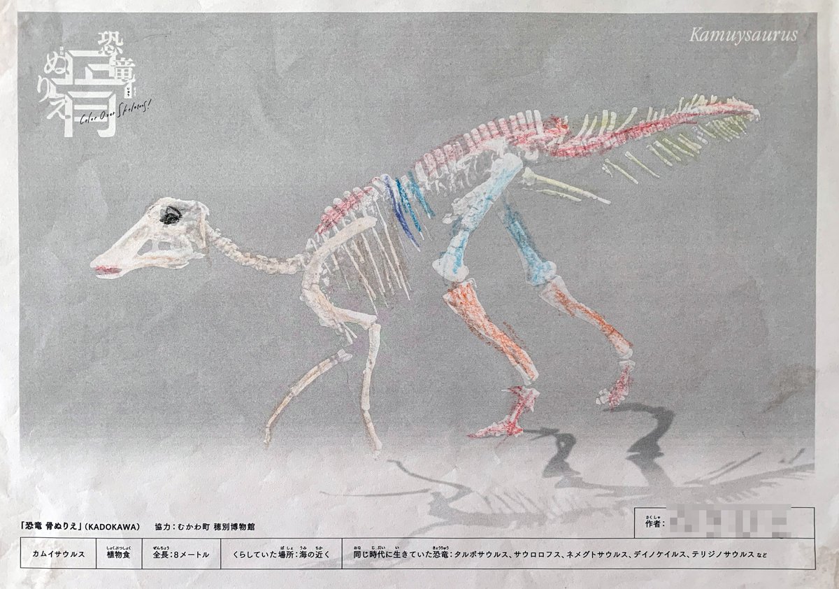 Kadokawa 児童図書編集部 Pa Twitter 骨の美しさを 伝える 骨の上をぬるのも 表現方法はさまざま 左 黒色えんぴつで骨に陰影をつけて かっこよく 右 細かく色をぬり分けて カラフルに 恐竜骨ぬりえ カムイサウルス むかわ竜 岡田善敬 Kadokawa 児童図書編集部 Pa Twitter 骨の美しさを 伝える 骨の上をぬるのも 表現方法はさまざま 左 黒色えんぴつで骨に陰影をつけて かっこよく 右 細かく色をぬり分けて カラフルに 恐竜骨ぬりえ カムイサウルス むかわ竜 岡田善敬
