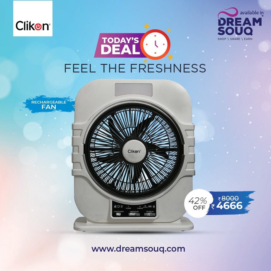 clikon rechargeable fan