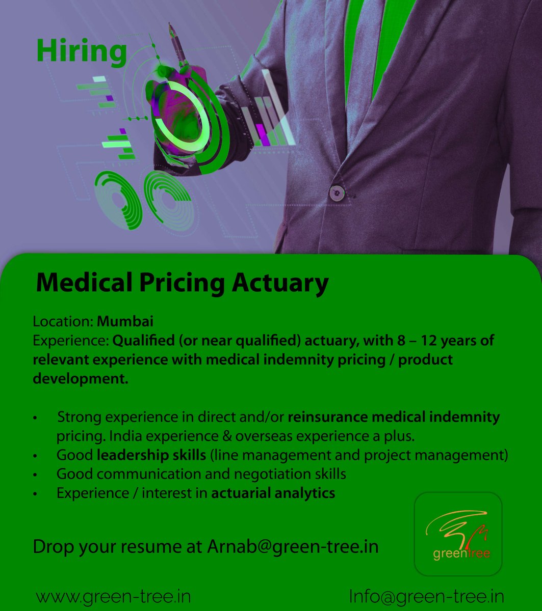 #WeareHiring
Medical Pricing Actuary
#Comment Interested
Follow #Greentree for daily job updates!
#actuaryjobs #lifeactuarial #riskmanagement #actuarialjobs #actuarialscience #actuariat #capitalmodeling #valuation #insuranceclaim #bankingandfinance #dataanalytics #spss https://t.co/kVYwvSCWBT