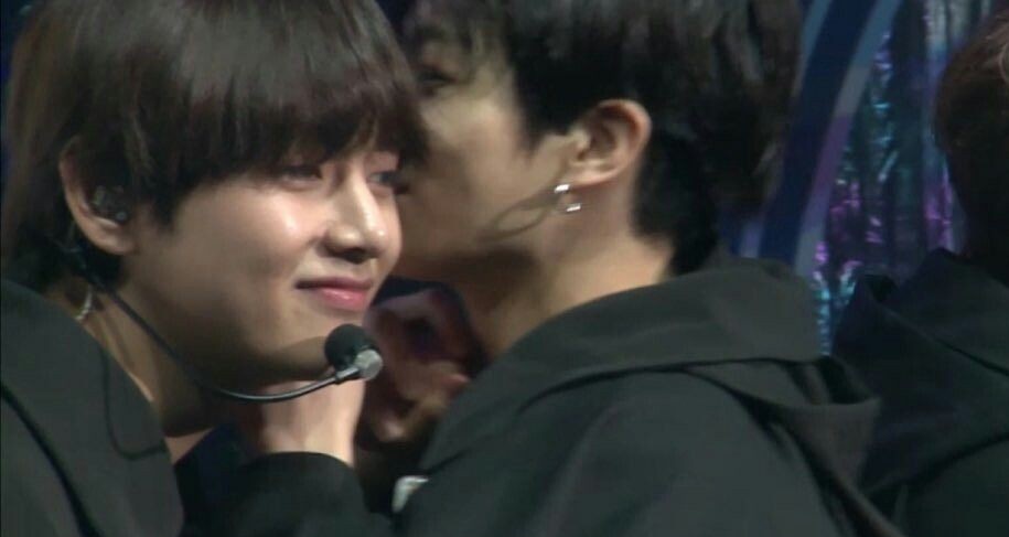 "jungkook seemed to be whispering to tae"