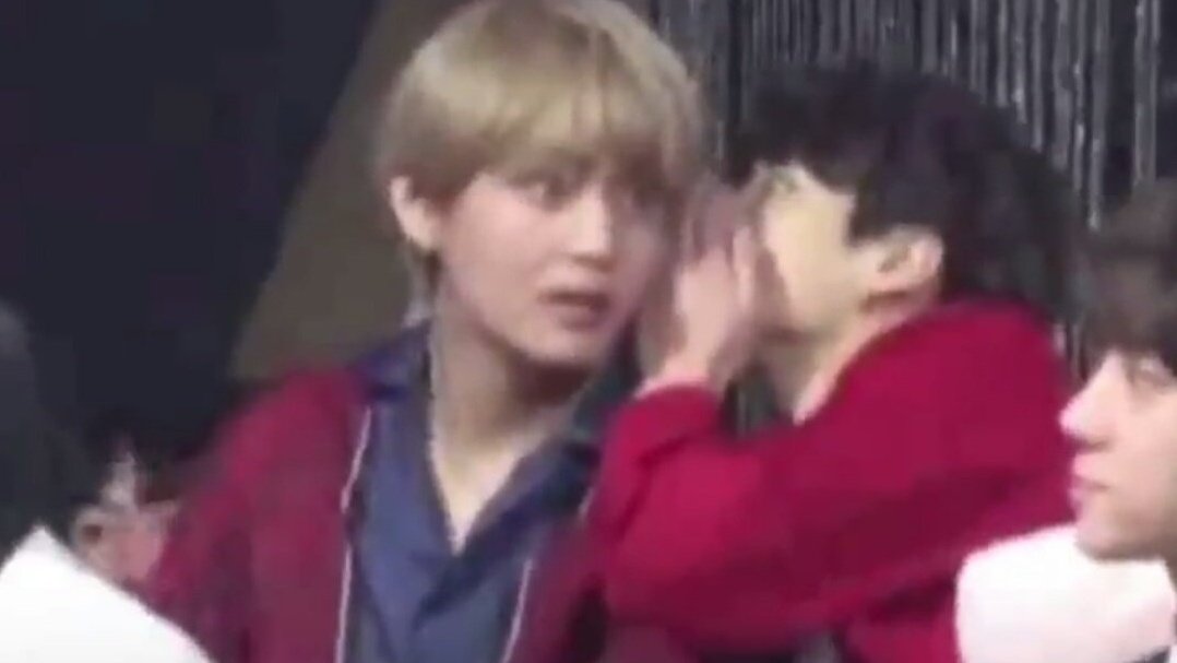 "jungkook seemed to be whispering to tae"