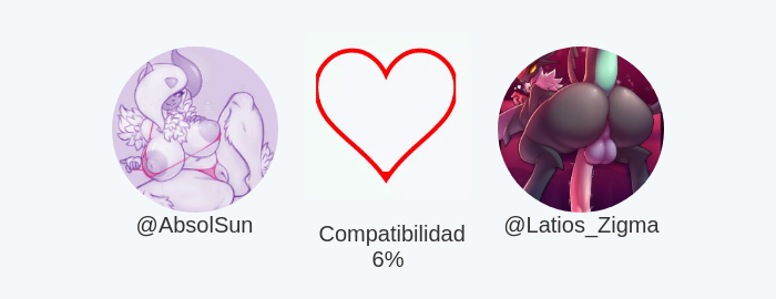 AbsolSun's tweet image. Mi Compatibilidad Amorosa con @Latios_Zigma es del 6%

Calculado con clockurl.co/key/lovecalcul…

⠀
