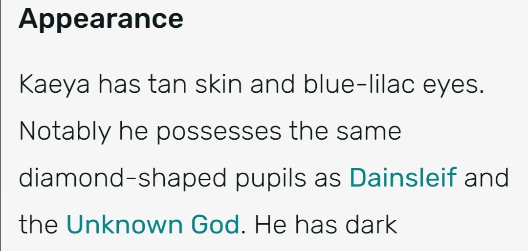 on the wiki, it says there are two characters that share these diamond-shaped pupils: dainsleif, and the unknown god. personally, i find the unknown god part a little more concerning ... but we'll get back to dainsleif later (4/?)