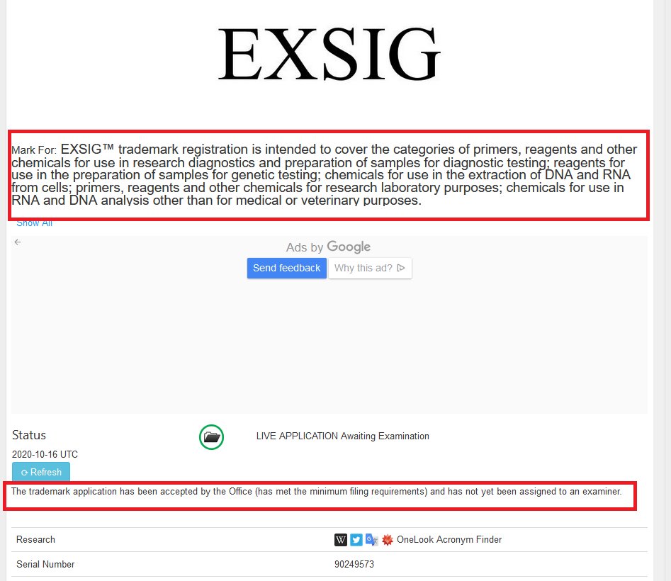  #NOVACYT  #NCYT  #ALNOV  #PRIMERDESIGNLTD  #NVYTFU.S.A Trademarks Trademark applications and grants for Primer Design Limited. Primer Design Limited has 3 trademark applications.GENESIG EXSIG EXSIG MAG  https://uspto.report/TM/90249582 