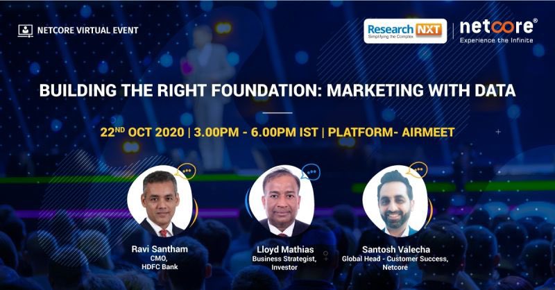 LloydMathias's tweet photo. At a fireside chat at 4:10 PM today on Building the Right Foundation - Marketing with Data at the launch of the AI led personalisation report by Research NXT and Netcore Solutions. #AI #Martech https://t.co/aNpTuopijG