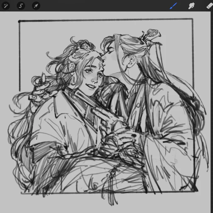 (WIP) kiss on the forehead❤️bingqiu! 

Hope this meme will be done by 31 Oct, b/c I wanna draw every character that shows in tgcf donghua after then.

On the way: neck(cezhou) shoulder(zhoudu) mouth(wangxian) nose(ximang) 