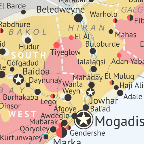 PolGeoNow's tweet photo. In the period covered by our new subscriber #Somalia report, federal forces captured #Kurtunwarey from #AlShabaab - 1st district capital to change hands in country since 2018. https://t.co/DXnMwkOXzG #conflictmapping #conflictmaps #HornOfAfrica https://t.co/wUcX4uWukQ
