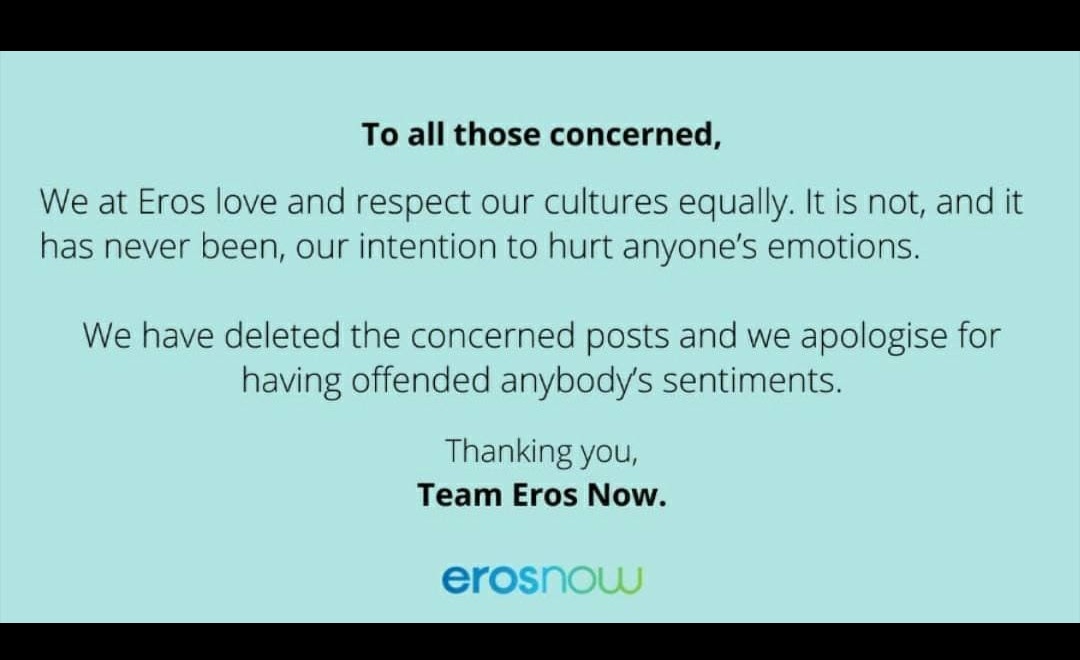 RadharamnDas's tweet image. #erosnow your apology is rejected.

Sack your CEO &amp;amp; all those who created those tweets &amp;amp; contents.

U r not realizing the depth of anger we all Hindus have due to ur persistent propaganda against Hindus.

Enough is enough &amp;amp; we are determined to show you your places. #BoycottEros