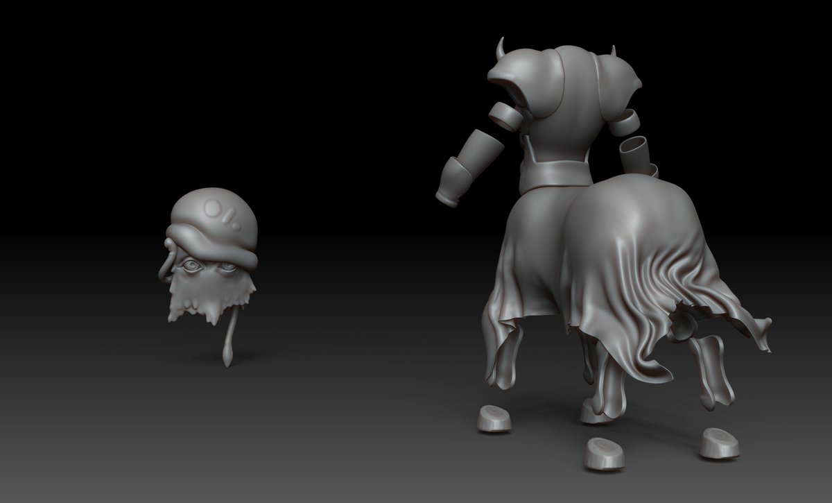 Adrian_Carter3D's tweet photo. Day 21 - Fresh. Got me a newborn monster, Domingo, and a fresh fight. These two creatures are from an old series called #shiningforce. I didn't finish the #Dullahan but it's close. Zbrush crashed hard so I lost like an hour. T.T #Sculptober2020 #sculptober  #zbrush @Follygon https://t.co/W6AG5rd1zy