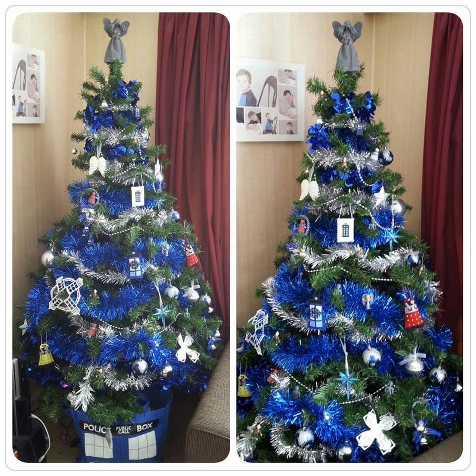 So 5 years go, we went with one my favourite fandoms, and had a  #DoctorWho themed tree. I even have photos somewhere of Mr 9 (then Mr 4) helping to paint our 'scary fairy' as he called the Weeping Angel topper we made. He loved her so   #GeekChristmas