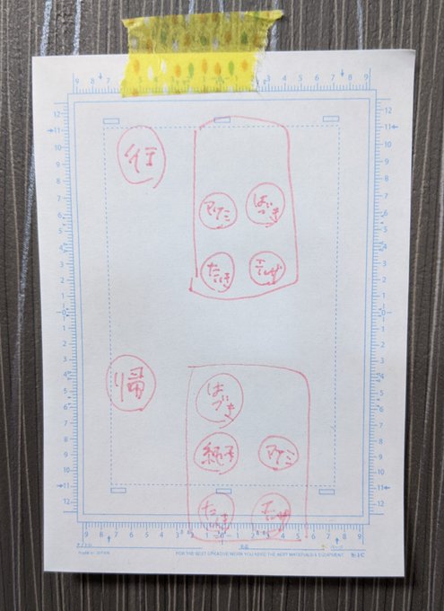 壁に貼りっぱなしだった車の座席順メモ… 