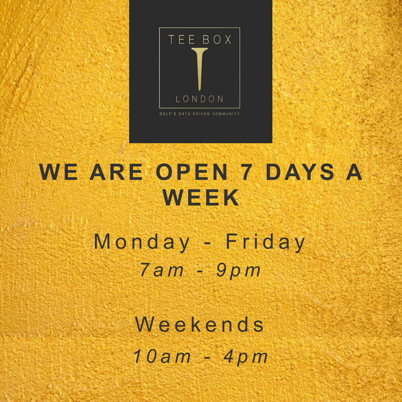 Tee Box London is open every day to facilitate all of your early morning practice sessions and late evening lessons

There will always be a PGA Professional on hand to help every second we are open

#london #golfpractice #improve #golf #golfswing #golfshot #openforbusiness
