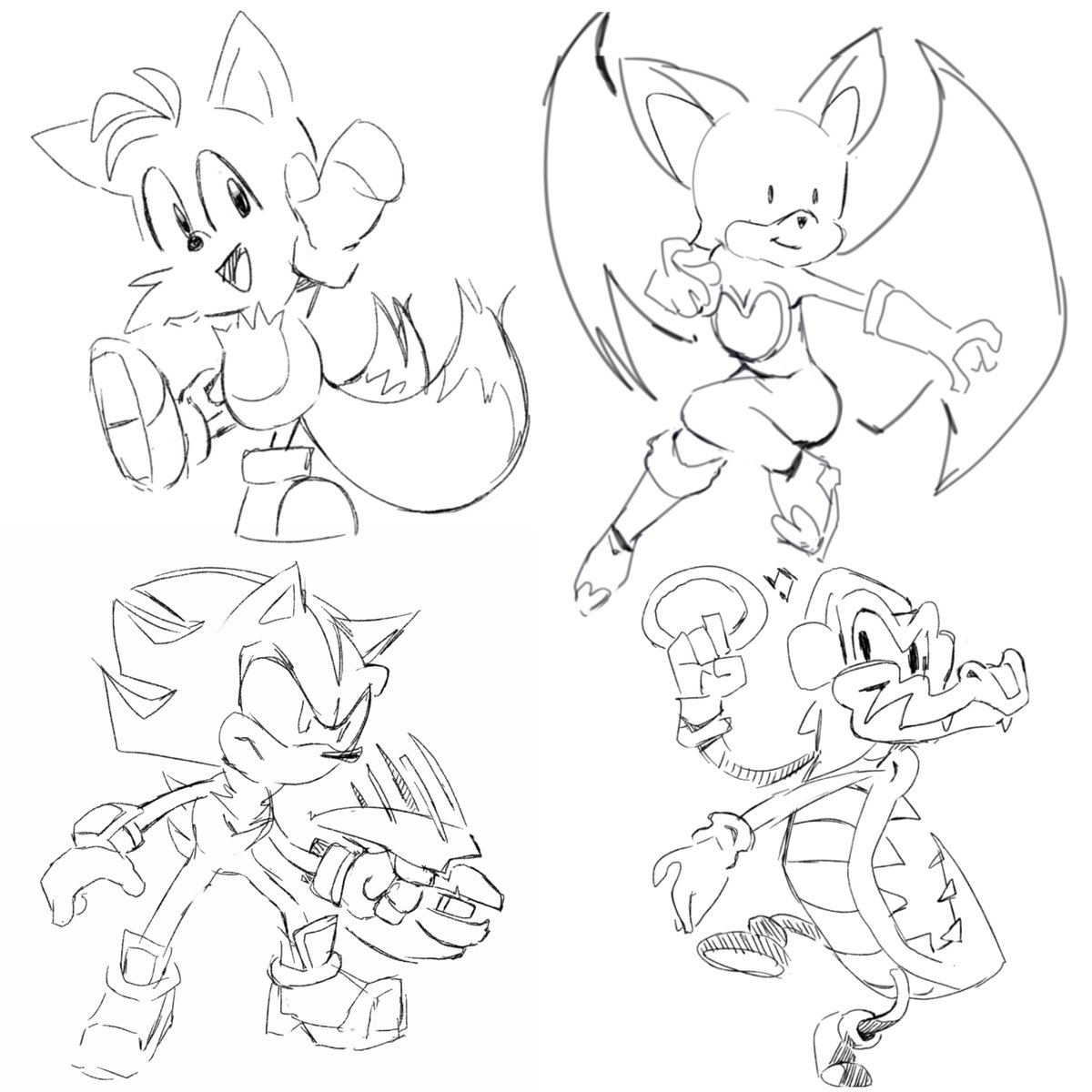 sketched out some sonic characters with @R0zzdawg 