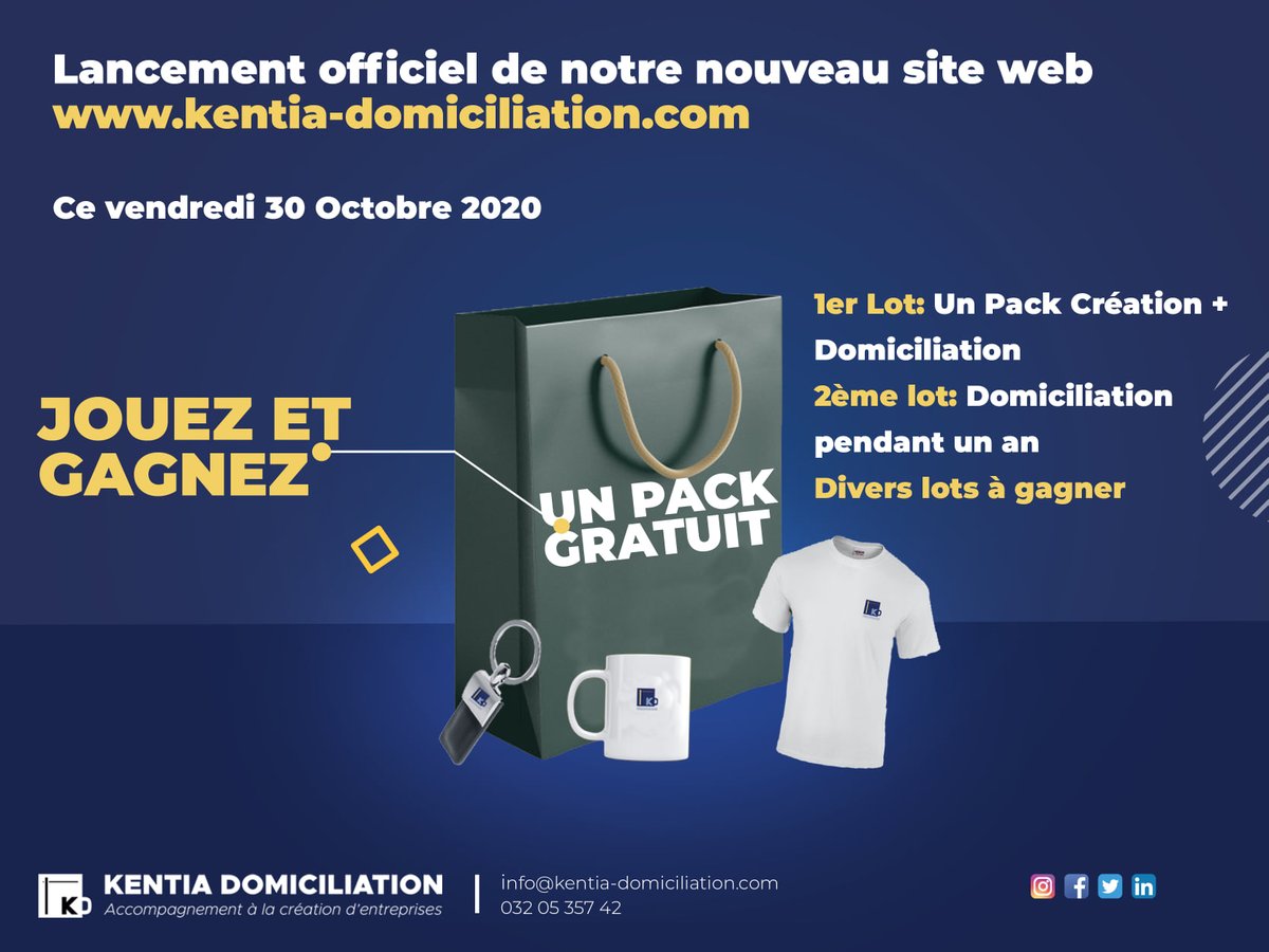 KentiaDom's tweet photo. 👉Pour fêter avec vous le lancement de notre nouveau site web, jouer avec nous et tentez de gagner un pack Création + Domiciliation ou encore une Domiciliation offerte pour un an !!!
📌Le concept du jeu ? Chasse aux codes sur deux parties.
#kentiadomiciliation https://t.co/sqW1hnUnnN