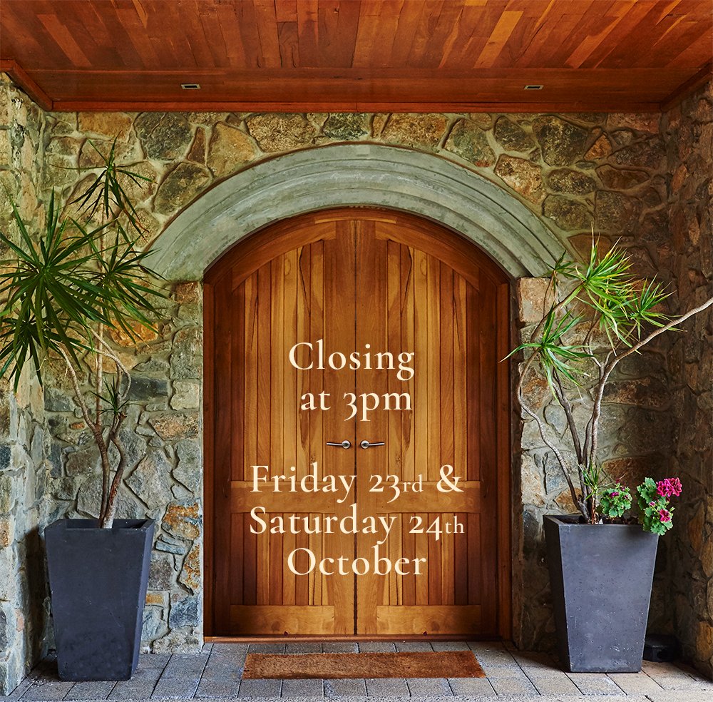 Please note that the restaurant and tasting room will close at 3pm tomorrow and Saturday for private functions. We will be back to full hours on Sunday, with the tasting room open until 5pm (last tasting at 4.45pm). We look forward to welcoming you to #millbrookwinery soon.