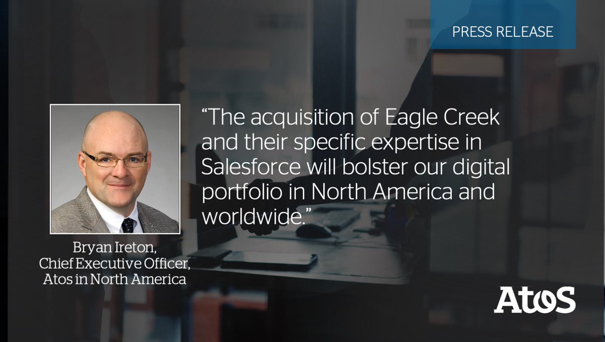 🇺🇸 Very happy to have reached an agreement to acquire US #Salesforce Gold Partner Eagle Creek

Eagle Creek's 250 employees will bring extensive experience in delivering global CRM services, in sectors such as healthcare, financial services and insurance
▶️ atos.net/en/2020/press-…