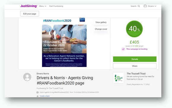 Agents_Giving's tweet photo. #AgentsGivingDay TODAY! A massive shout of thanks to Scott Hailou &amp; team @drivers_norris @RelocationAgent  raising funds for @TrussellTrust supporting their local #foodbank Well on the way to their target of £1000 to help tackle #UK #hunger https://t.co/QLqqws1Py5