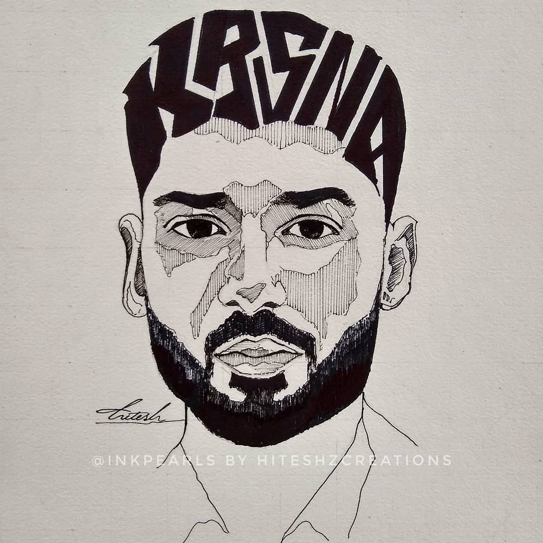 🖤 KR$NA 🖤
@realkrsna 
Calligraphy portrait by @Inkpearls1 (by @hiteshzcreation )

#inkpearls #hiteshzcreations #krsna #kalamkar #akprojekts #desihiphop #gullygang #delhi #gurgaon #indianrapper 
@kalamkaarmusic @akprojekts 
Pen and paper by @brustro