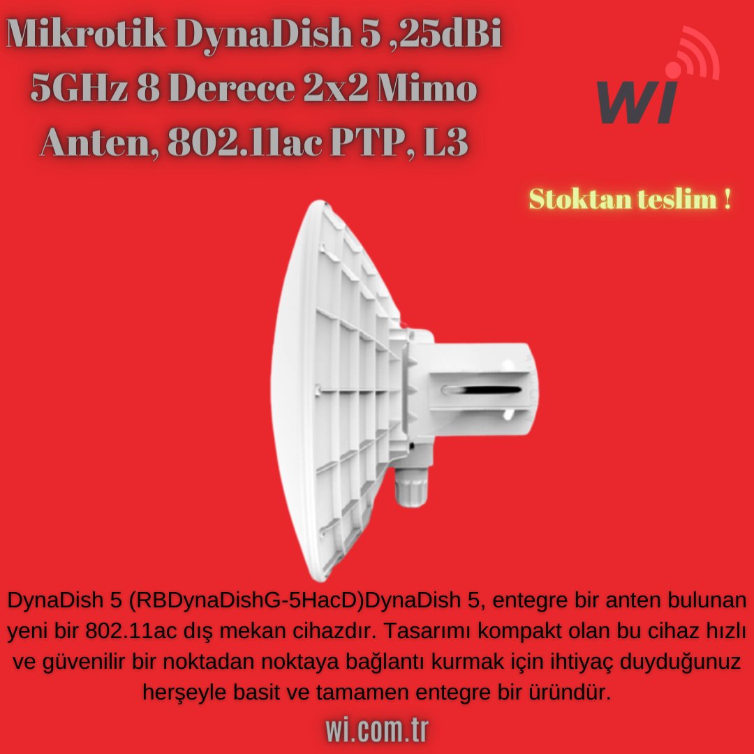 DynaDish 5 (RBDynaDishG-5HacD)

#mikrotik #wicomtr #wifi #wireless #internetten
wi.com.tr/MikroTik-Route…