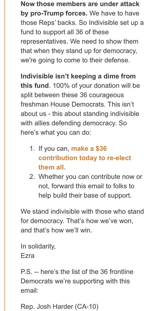 .  @SidneyPowell1 or  @Barnes_Law I would like to know if this is legal!Is this a payoff for voting the way they wanted? @SCGOP  @NancyMace  @dbongino  @DrewMcKissick  @marklevinshow  @TomFitton  https://m.dailykos.com/stories/2019/12/29/1908404/-Indivisible-Helps-These-36-Brave-House-Democrats-For-Standing-Strong-On-Impeachment