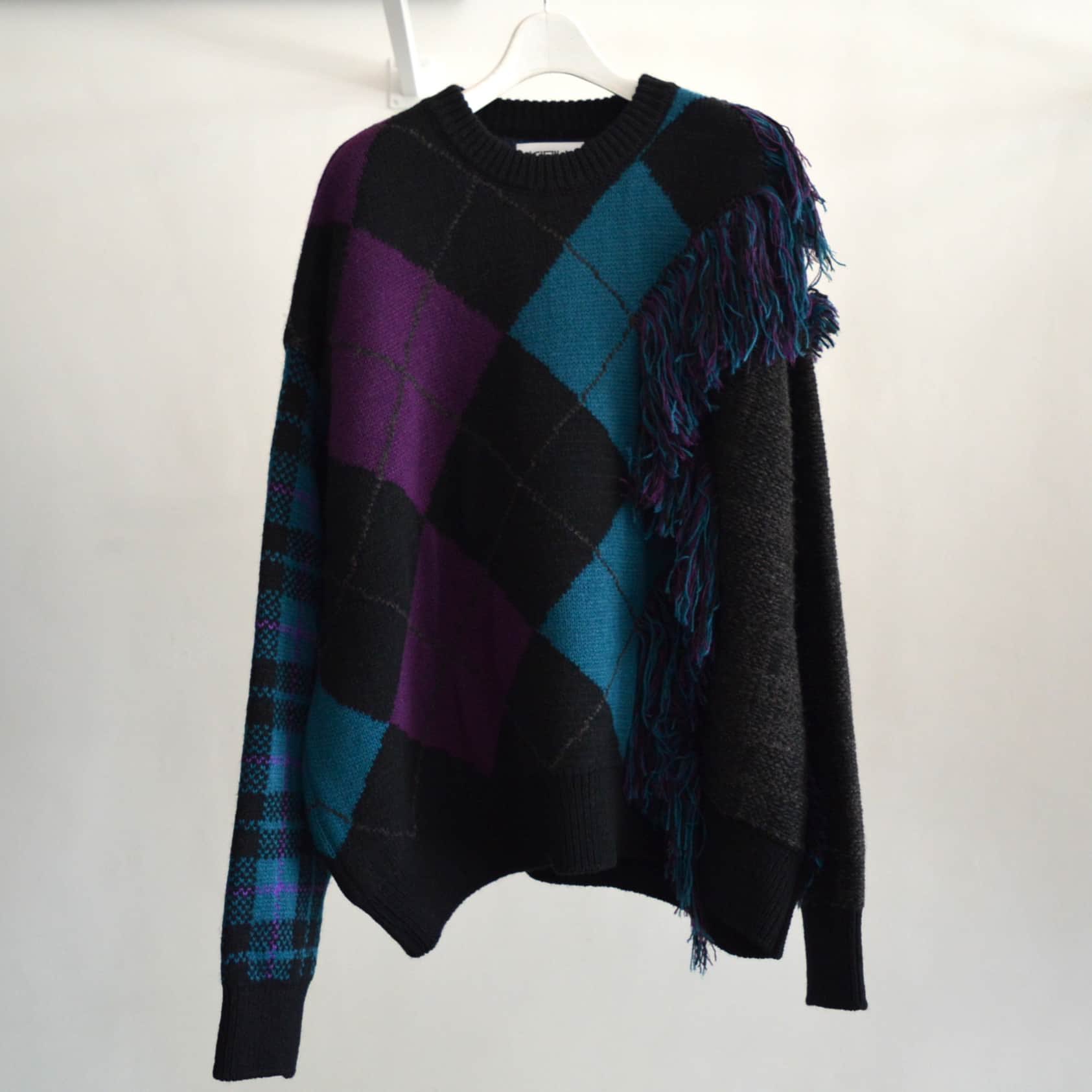 KIDILL × rurumu デストロイ アーガイル プルオーバーニット