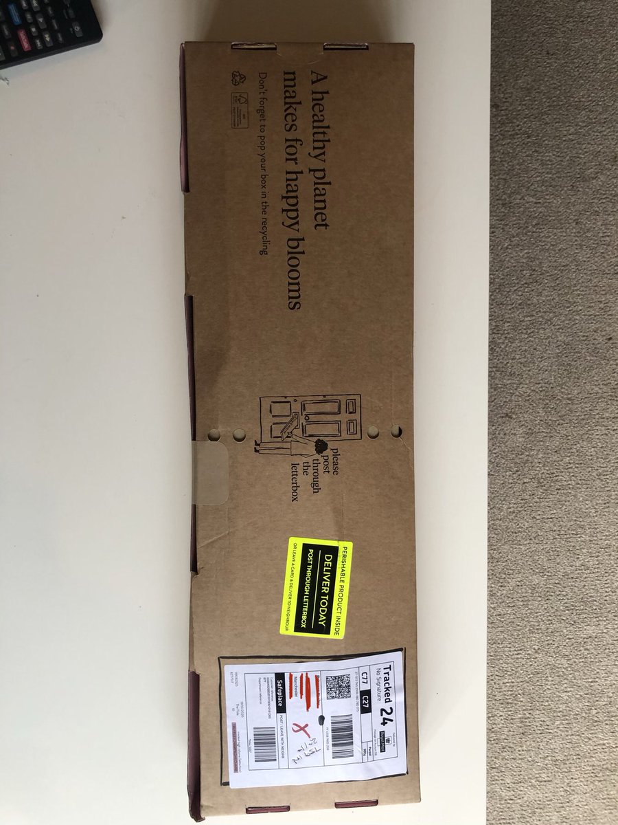 Becky_Heeley's tweet photo. @RoyalMail once again failing smaller businesses. Why wasn’t this posted through my letter box (which does fit) or left as stated? Instead taken to your depo for an extra 48 hours. @BloomandWild please change your couriers😭😭 https://t.co/nCKkGbnicO