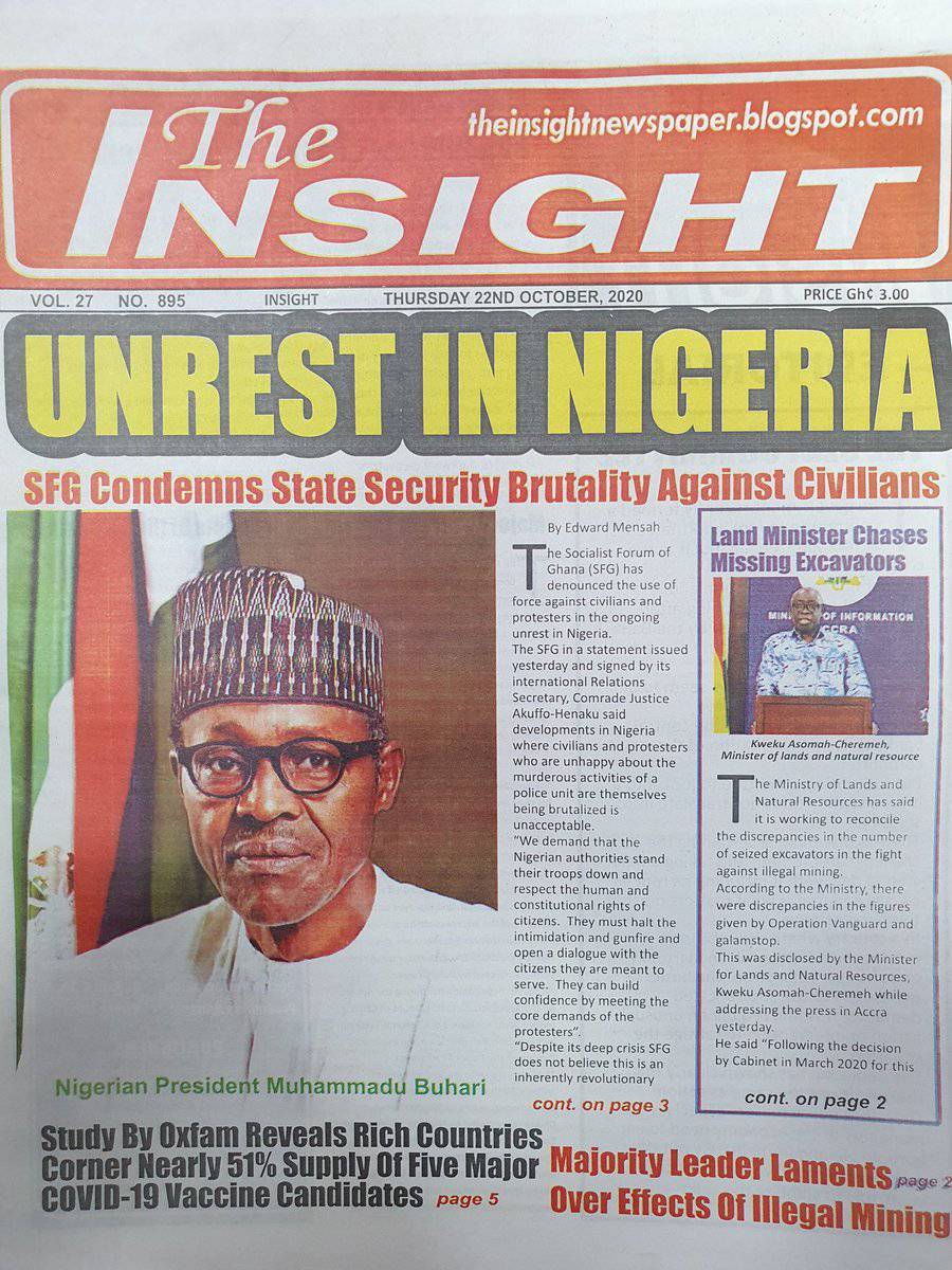 skyfm967's tweet image. Newspaper Headlines, Thursday, 22 October 2020 

#SkyBBS on Bono's🇬🇭no.1 radio📻 station @skyfm967