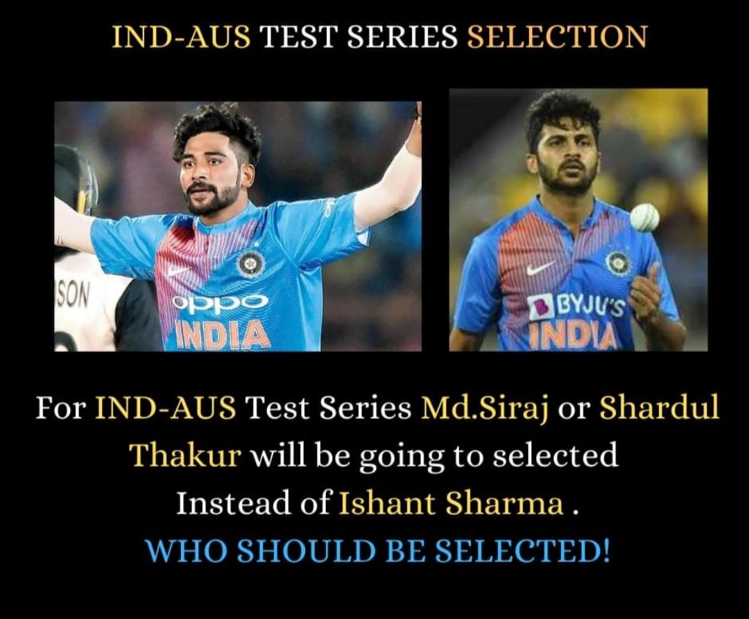thetranquilblog's tweet photo. Who will be selected in this competition instead of ishant sharma because he may not be available for India-Australia Test Series due to Injury.

#IPL2020 #IPL2020Live #IPLT20 #ipl #ipl2020 #IPL2020Updates #IPLLive #indvsaus #siraj #shardulthakur https://t.co/0qxsojwdCE