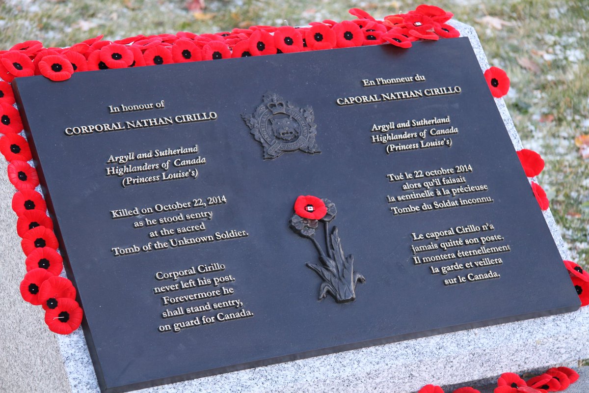Today we remember Corporal Nathan Cirillo, who was killed 6 years ago on Oct.22, 2014 while standing as ceremonial guard at the National War Memorial in Ottawa. “Corporal Cirillo never left his post. Forever more he shall stand sentry, on guard for Canada.” #LestWeForget