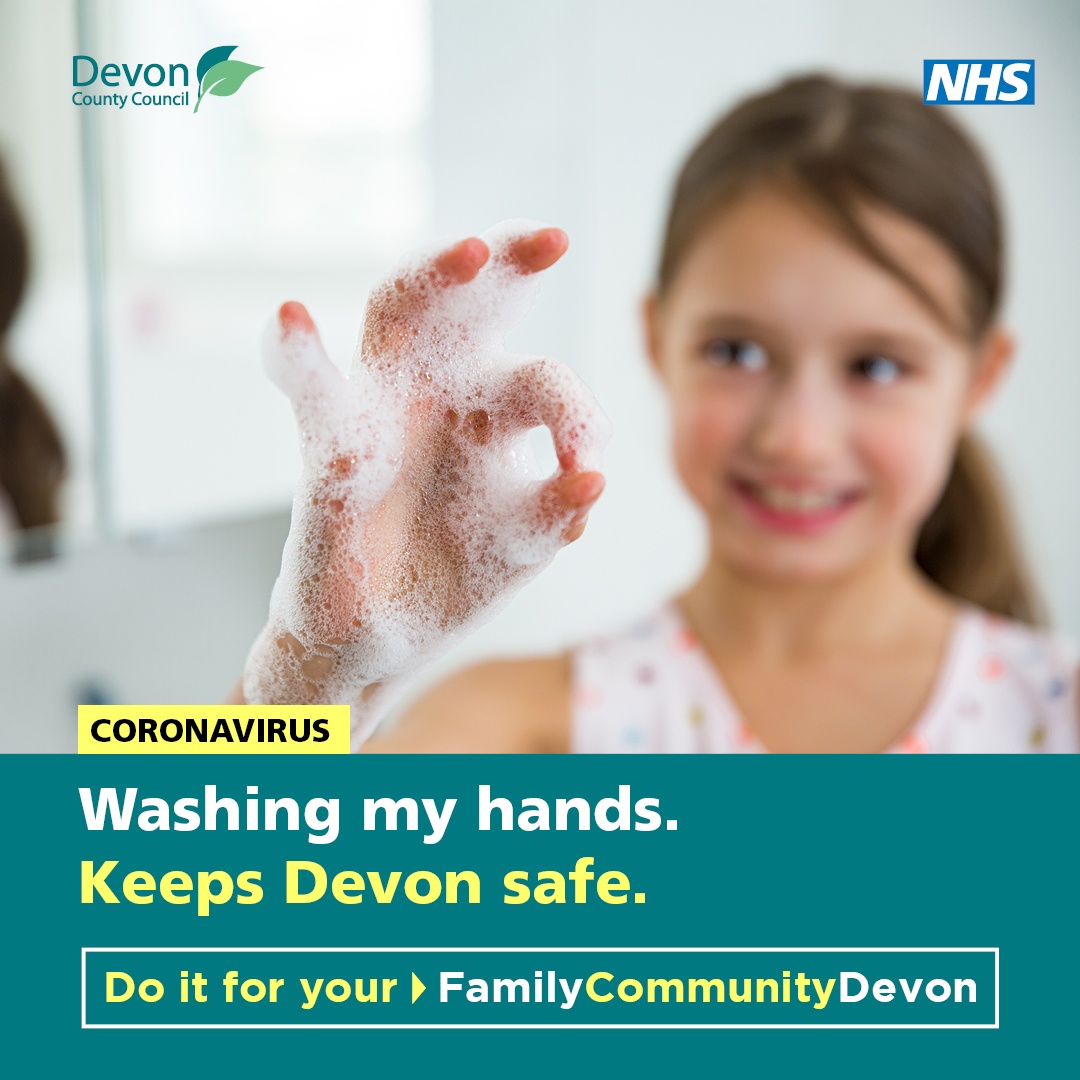DevonCC's tweet photo. With #coronavirus cases rising it's more important than ever to wash your hands for AT LEAST 20 seconds. 

Washing your hands often, wearing a face covering and social distancing should now be a part of your daily routine.
 
🖐😷➡️ #DoItForDevon https://t.co/3zr5aDuVju