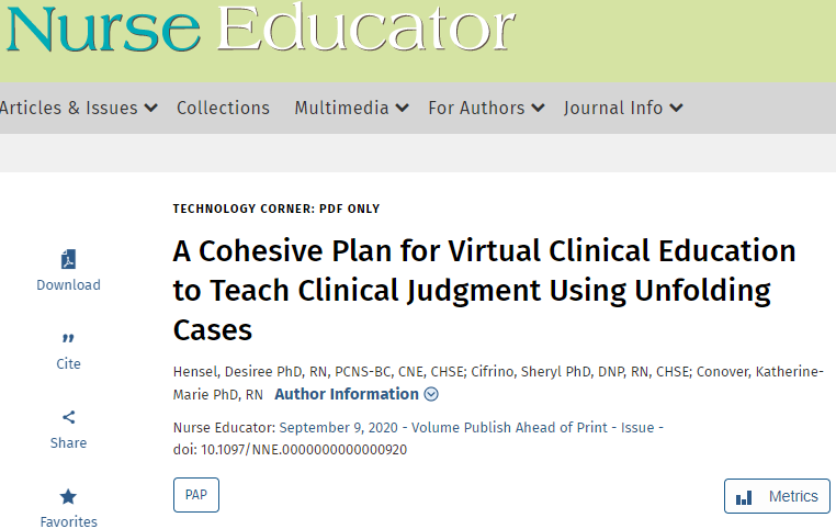 NEjournalonline's tweet photo. #TechnologyCorner "A Cohesive Plan for Virtual Clinical Education to Teach Clinical Judgment Using Unfolding Cases" Read about this initiative by the School of Nursing that allowed continuation of clinical instruction in a #virtual platform. #COVID-19 https://t.co/TvJeuOHmz6 https://t.co/Rik7N01b2b