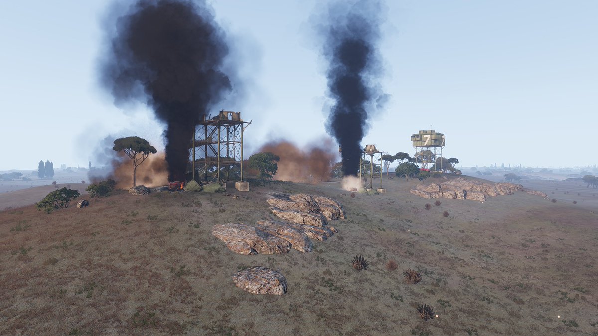 TTT_ArmA's tweet image. Good effect on target
### Throwback Thursday ###
This shot was made during a training session for new forward observers. As you can see, better not mess with them. 💥

#Arma3 #ThrowbackThursday #ForwardObserver #Artillery