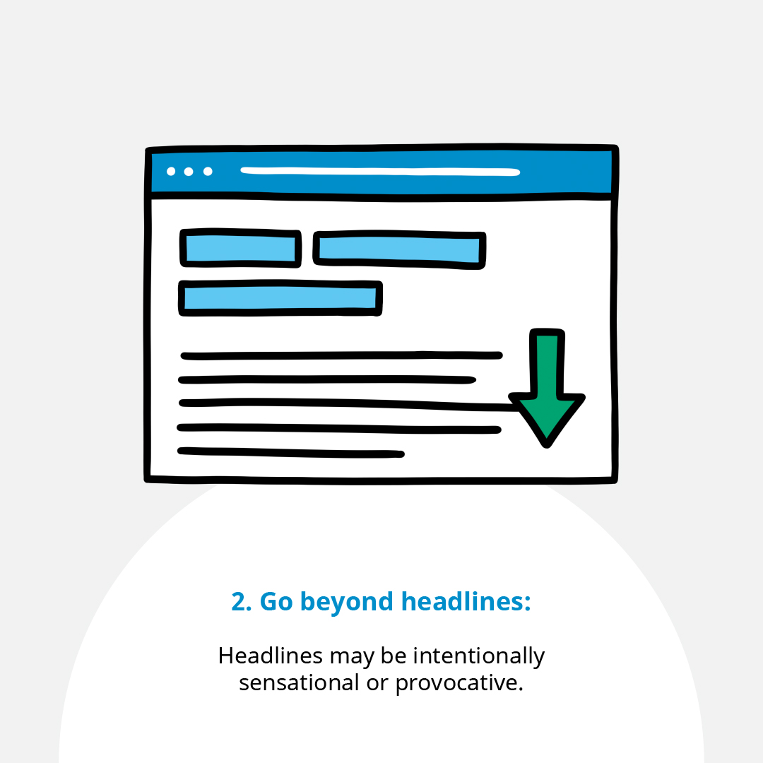  tips to identify  #COVID19 misinformation or disinformation: Go beyond headlines Read more than just the headline of an article, they may be intentionally sensational or provocative – go further and look at the entire story. https://bit.ly/31sc7wk 