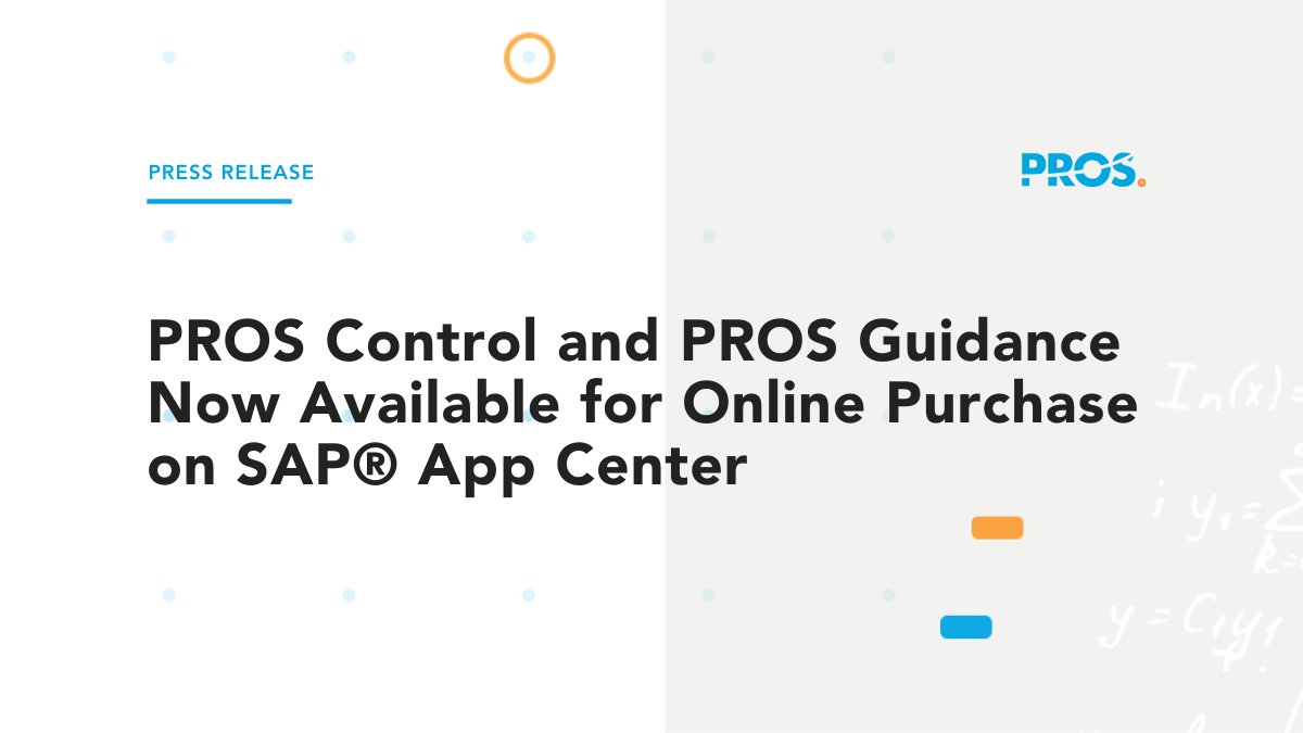 PROS_Inc's tweet image. PROS Control: Dynamic Price Management and PROS Guidance: Real-Time Dynamic Price Optimization #pricingsolutions are now available for online purchase on SAP® App Center, the digital marketplace for SAP partner offerings. Read the press release 👉 bit.ly/34ii8NS.